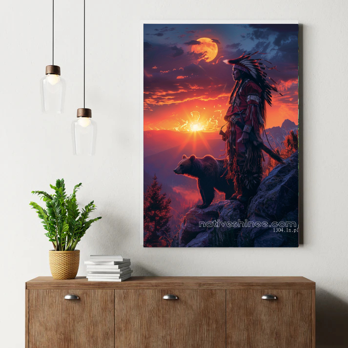 Sunset Bear Guardian Canvas