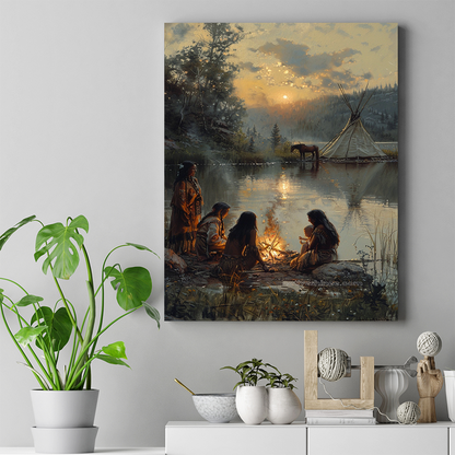 Stories by the Firelight Native American Canvas