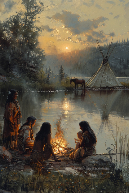 Stories by the Firelight Native American Canvas