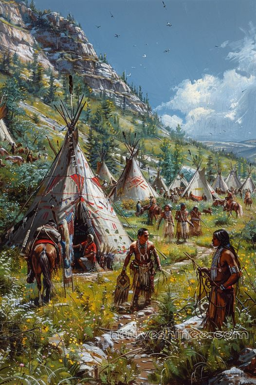 Traditions Alive in the Meadow Native American Canvas