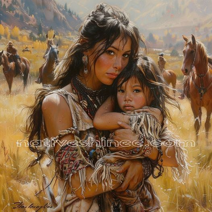 Mother's Embrace, Child's Trust Native American Canvas