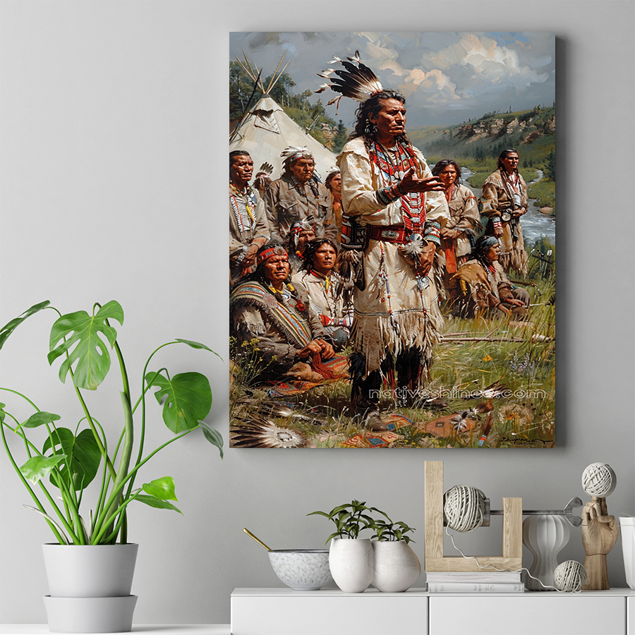 Council of the Tribal Leaders Native American Canvas