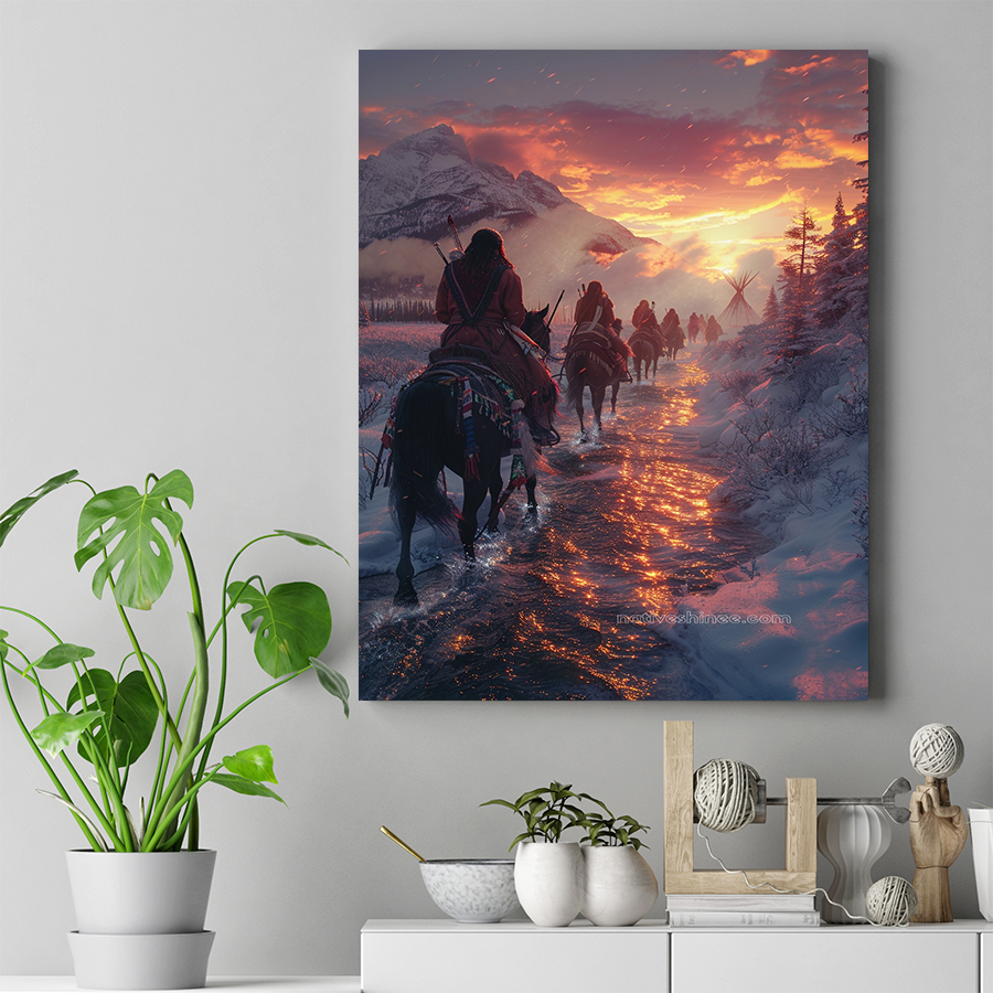 Warriors into the Dawn Native American Canvas