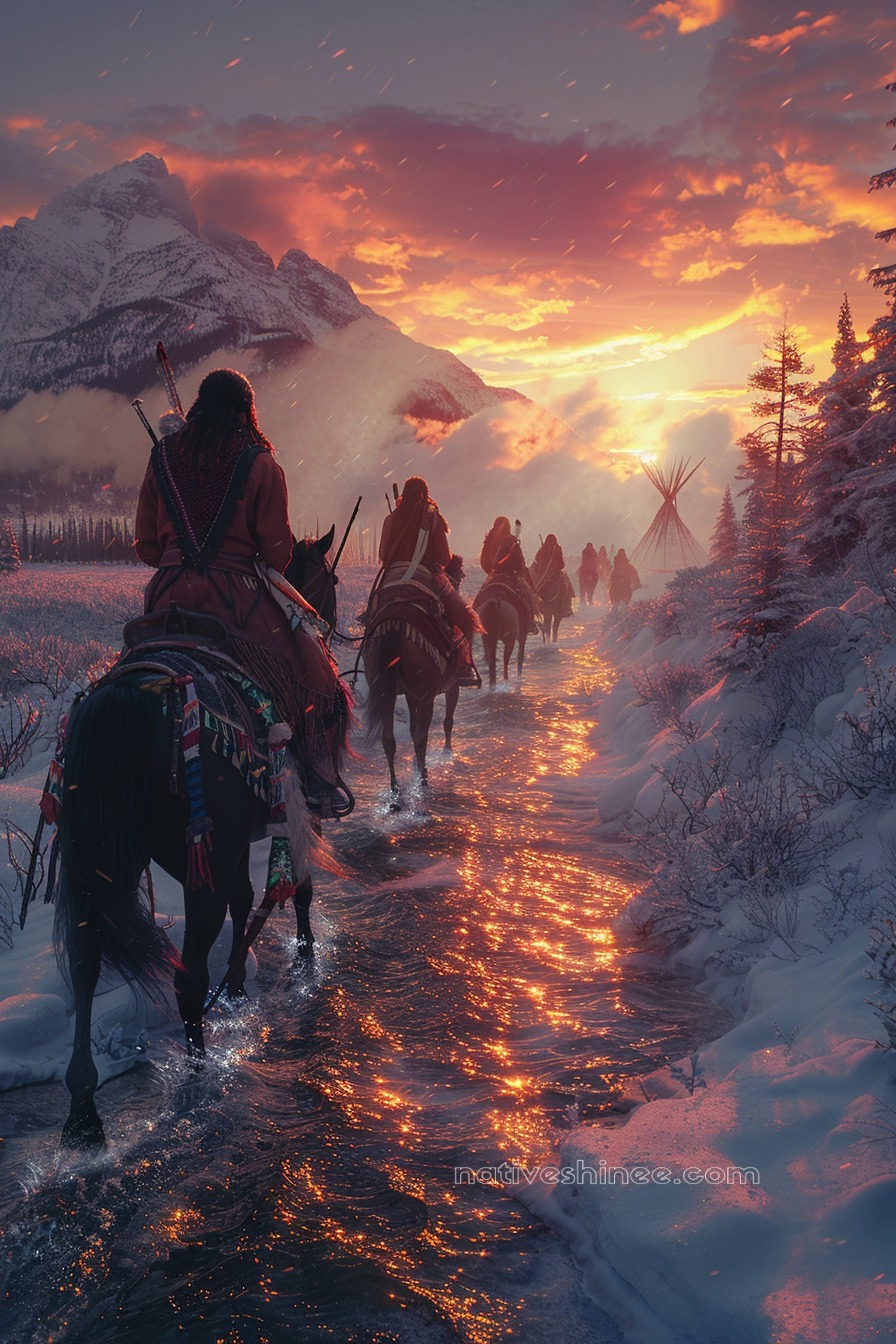 Warriors into the Dawn Native American Canvas