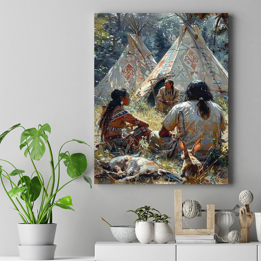 Tribal Council Meeting Native American Canvas