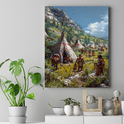 Traditions Alive in the Meadow Native American Canvas