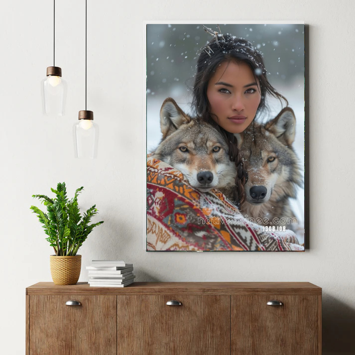 Winter Wolf Embrace Canvas