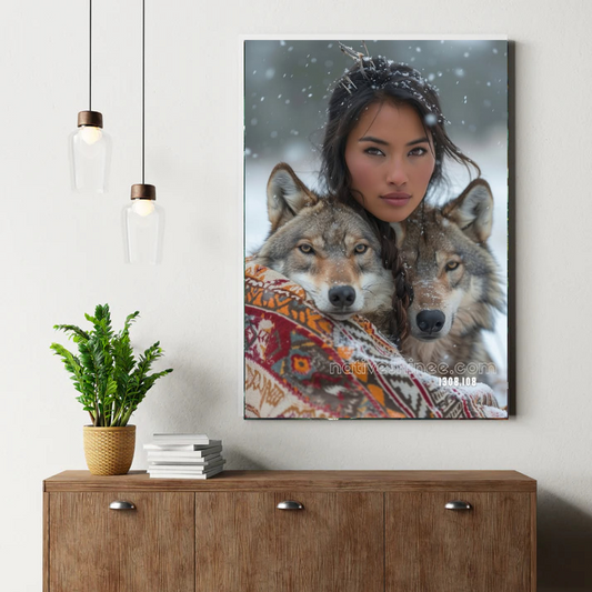 Winter Wolf Embrace Canvas