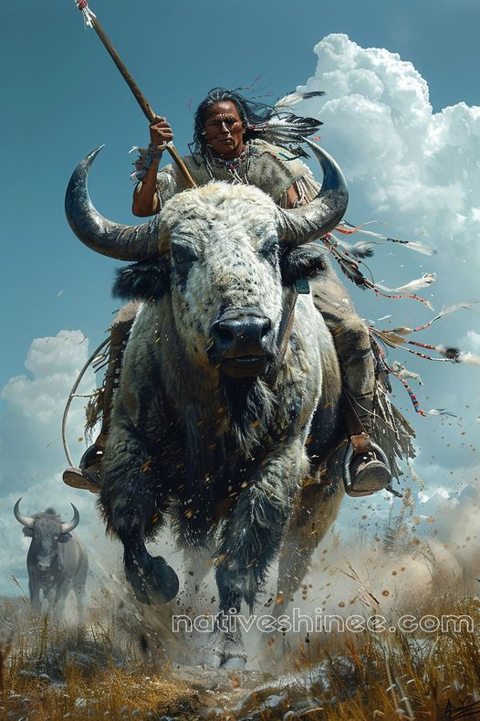 The Warrior’s Ride Native American Bison Canvas