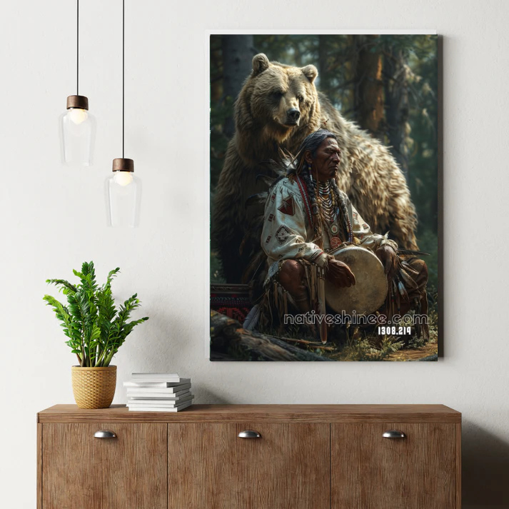 Spirit of the Drum and Bear Canvas