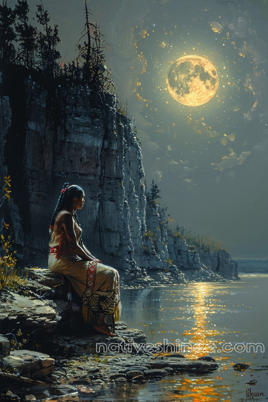 A Night of Reflection Native American Canvas