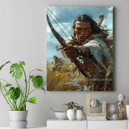 Warrior's Unyielding Focus Native American Canvas