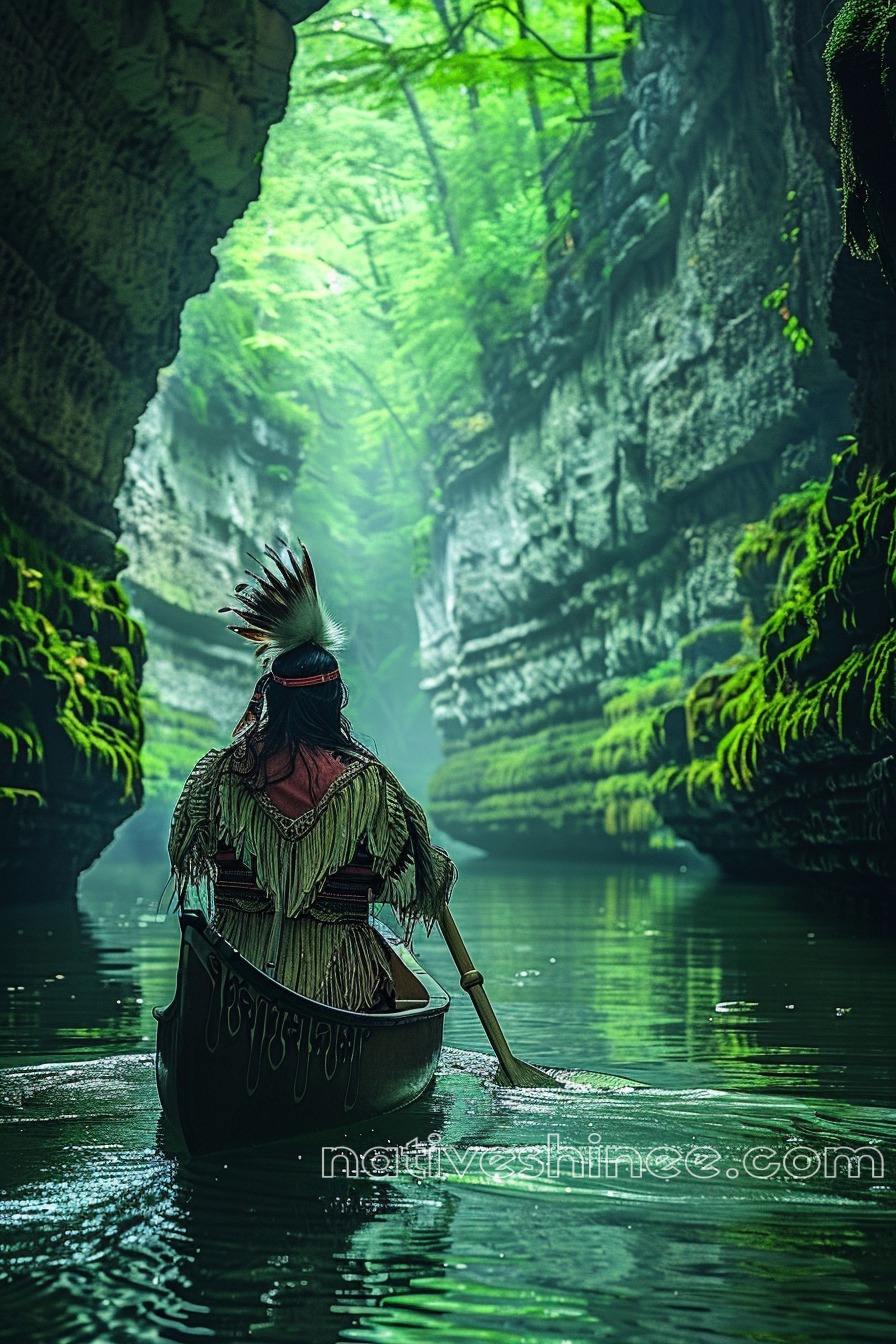 Navigating the Sacred Waterways Native American Canvas