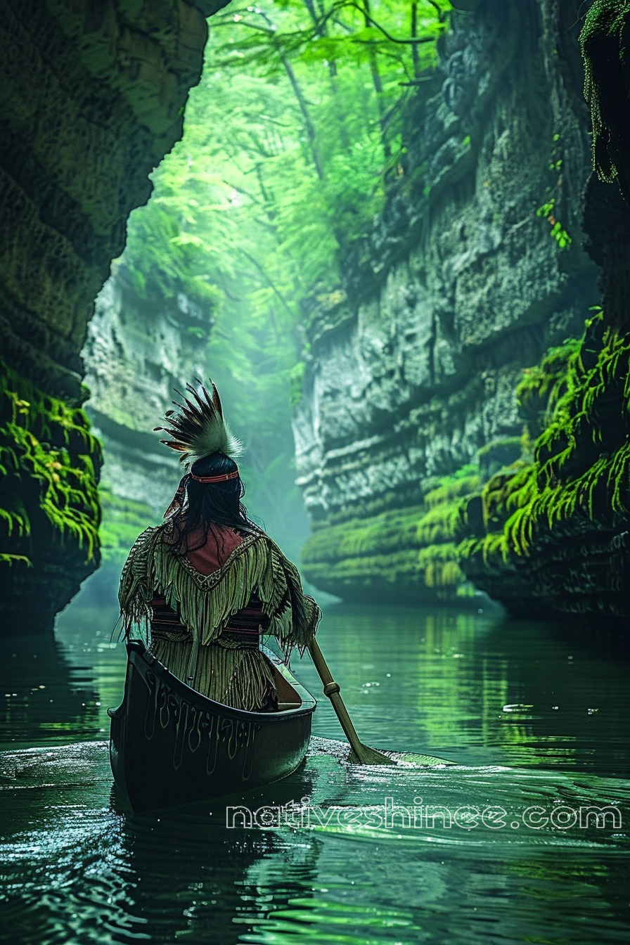 Navigating the Sacred Waterways Native American Canvas – NativeShinee