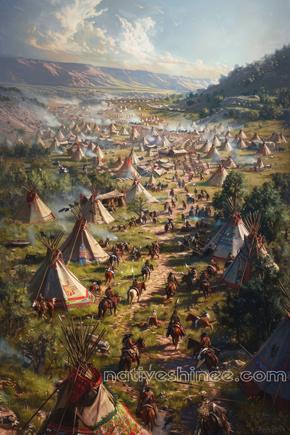 The Heart of the Plains: A Thriving Community Native American Canvas