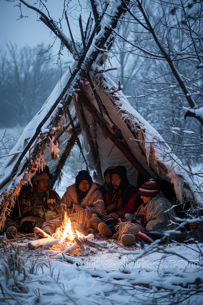 Native American Fire Gathering Native American Canvas