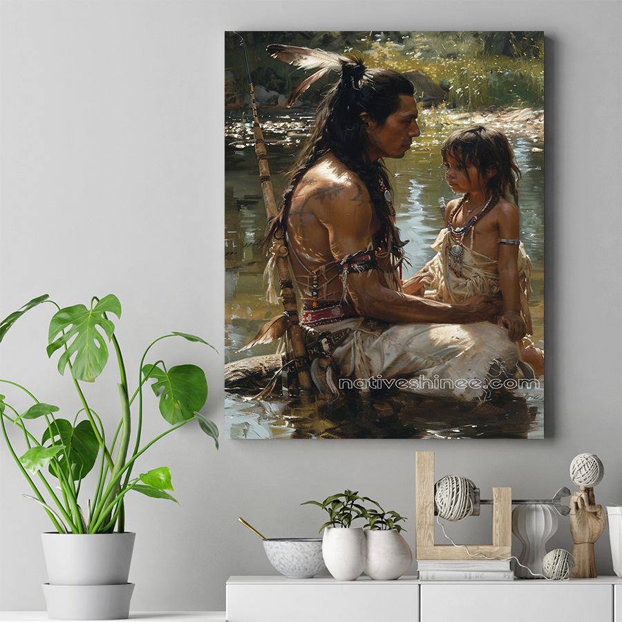 Father's Teachings in Sacred Waters Native American Canvas