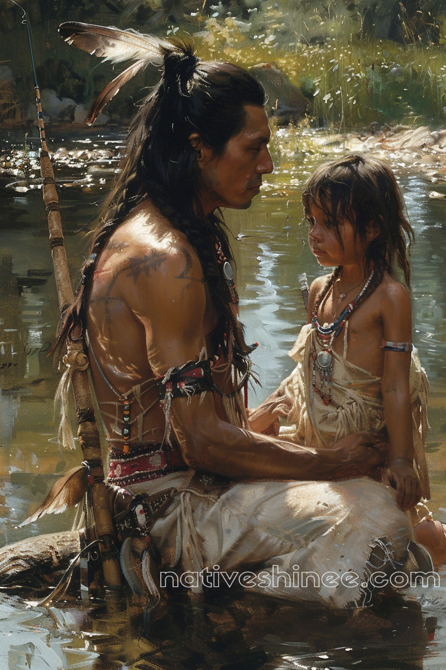 Father's Teachings in Sacred Waters Native American Canvas