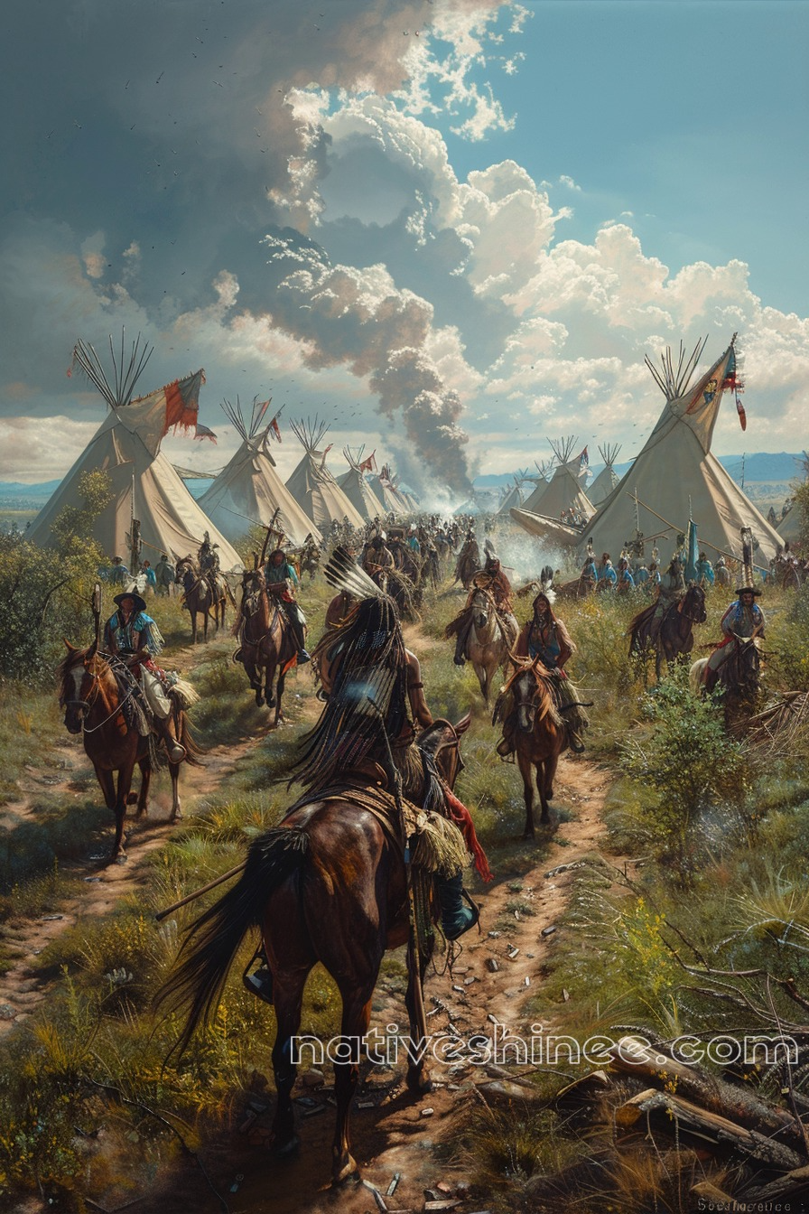 March of the Brave: Preparing for Battle Native American Canvas