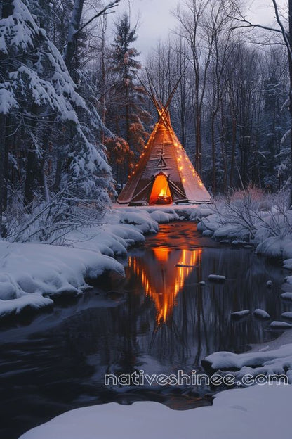 Winter Glow by the Creek Native American Canvas VA