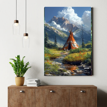Mountain Teepee Haven Canvas