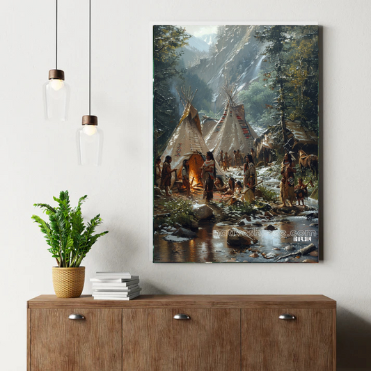 Encampment by the Cascading Falls Canvas
