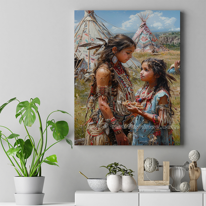 Sisters of the Plains Tribe Native American Canvas