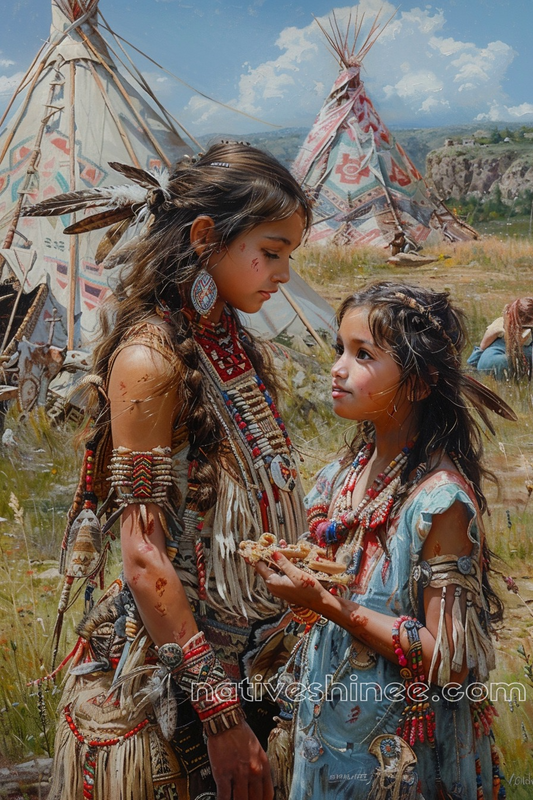 Sisters of the Plains Tribe Native American Canvas