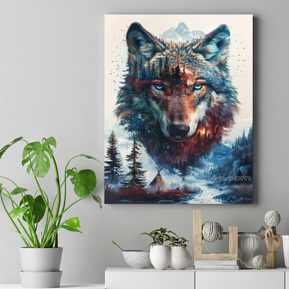 Spirit of the Wolf's Realm Native American Canvas