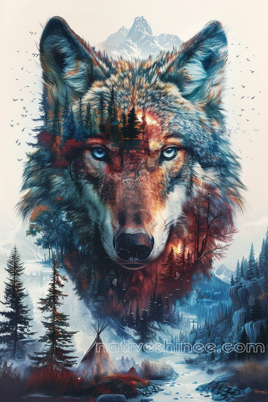 Spirit of the Wolf's Realm Native American Canvas