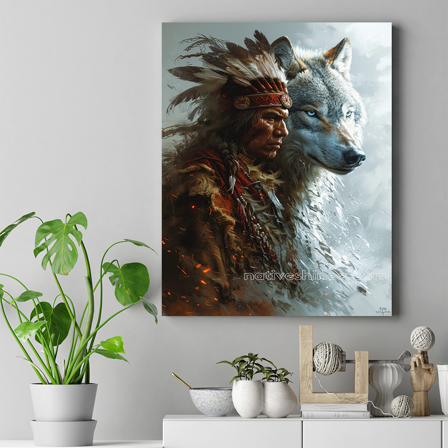 Echoes of the Wolf's Wisdom Native American Canvas