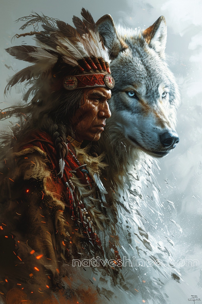 Echoes of the Wolf's Wisdom Native American Canvas