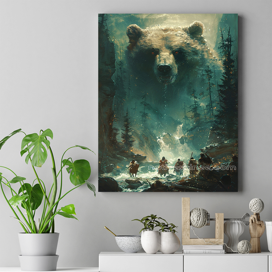 Guardian Bear of the Sacred Forest Native American Bear Canvas