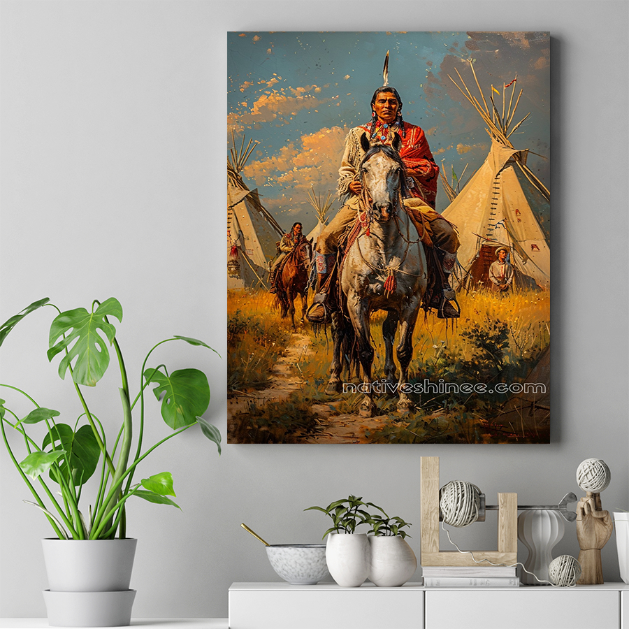 Horse and Warrior in the Heartland Native American Canvas