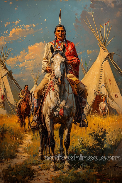 Horse and Warrior in the Heartland Native American Canvas