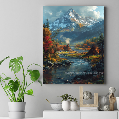 Serene Days by the River Native American Canvas