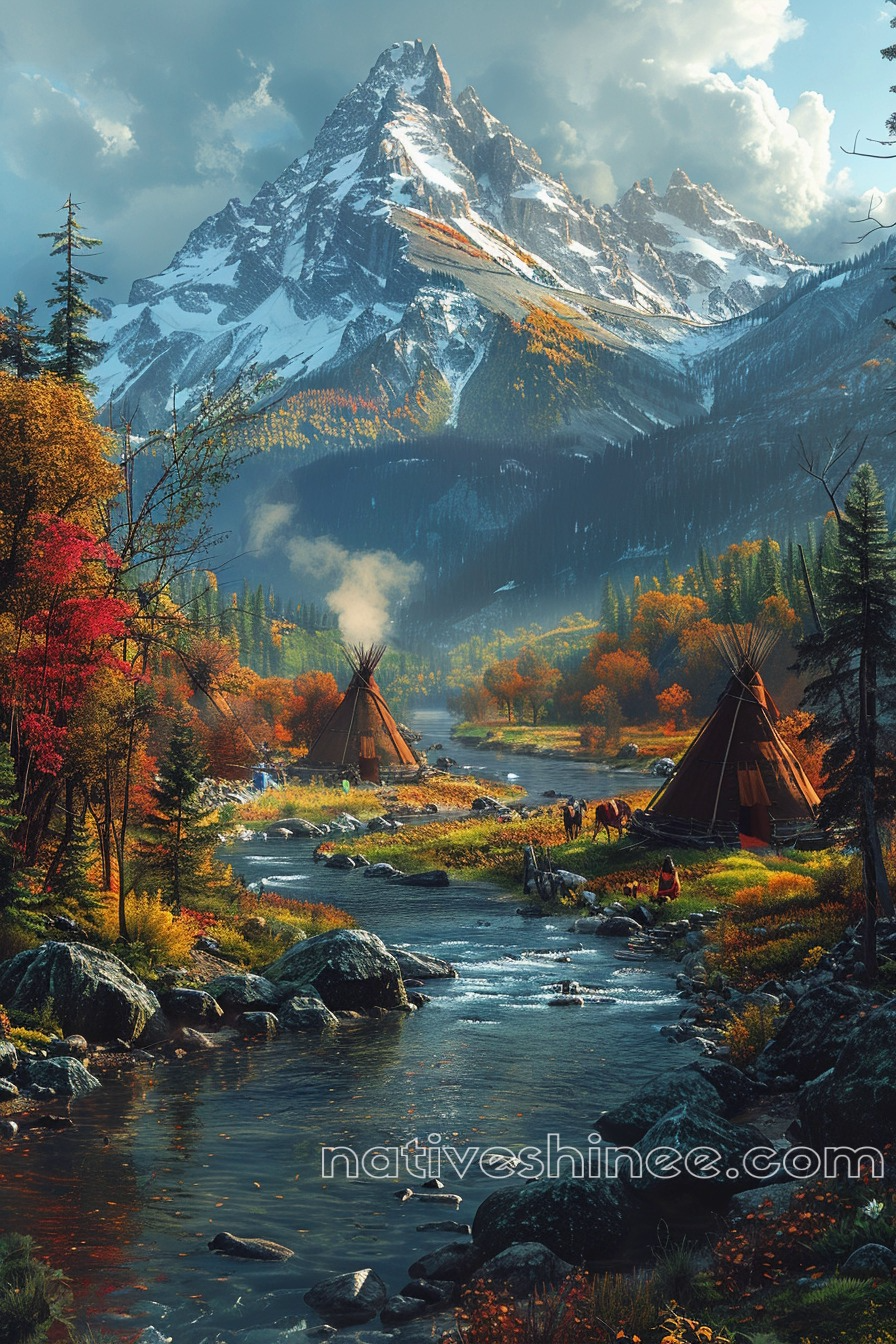 Serene Days by the River Native American Canvas