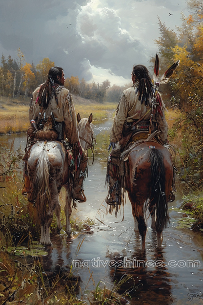 Guided by Tradition: Riders in the Wilderness Native American Canvas