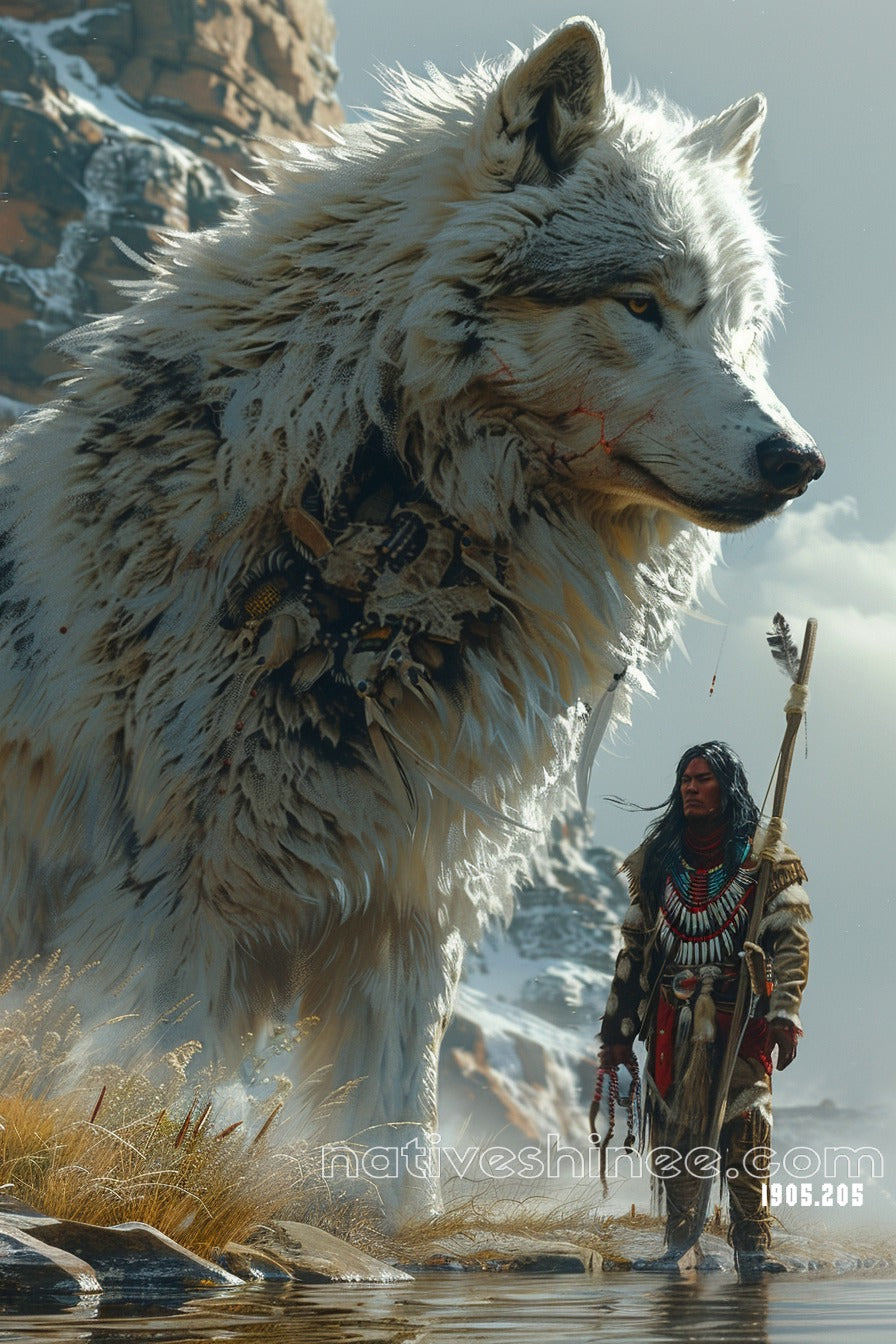 Snow Wolf Guardian Canvas