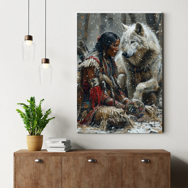 Winter Spirit and Wolf Bond Canvas