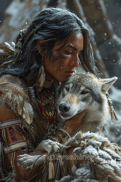 Embrace of the Winter Wolf Canvas