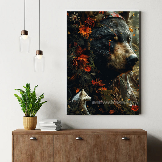 Enchanted Floral Bear Canvas