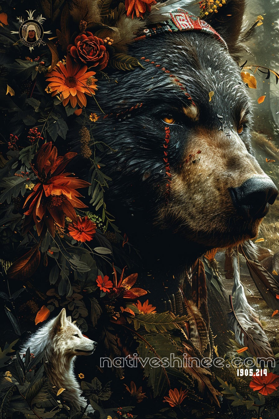 Enchanted Floral Bear Canvas