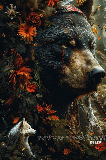 Enchanted Floral Bear Canvas