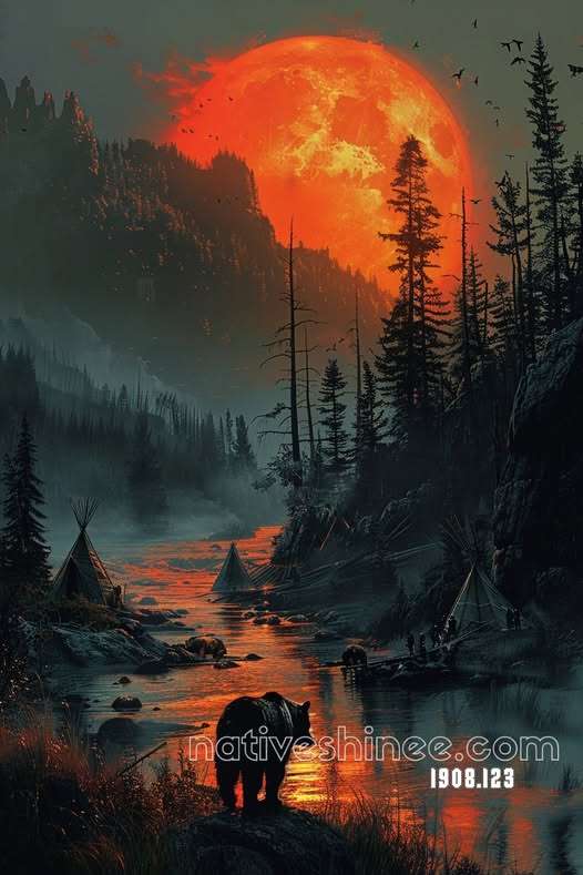 Blood Moon Over the Valley Canvas