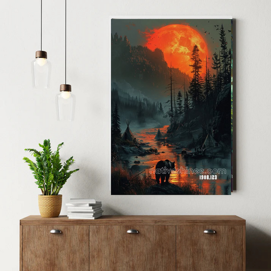 Blood Moon Over the Valley Canvas