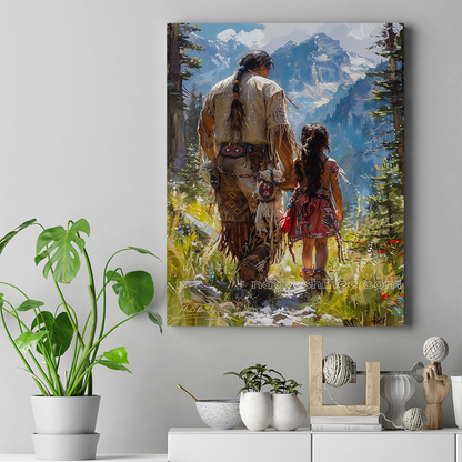 Father and Daughter, Journey into Tradition Native American Canvas