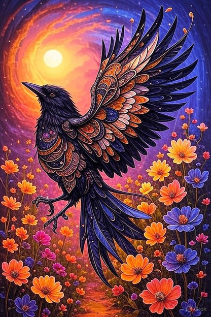 Celestial Raven Awakening Canvas