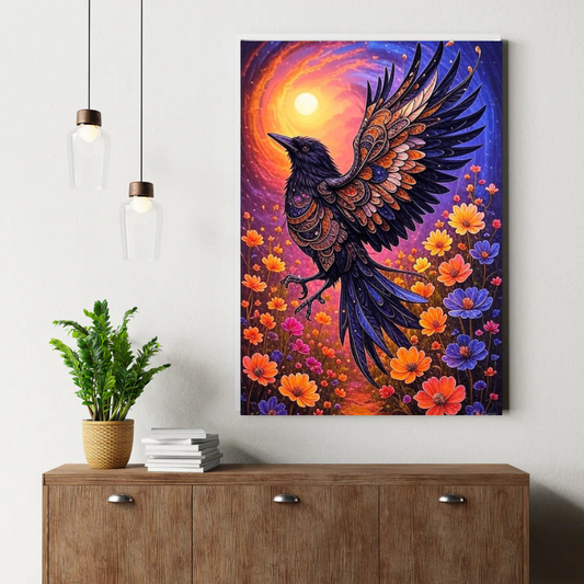Celestial Raven Awakening Canvas