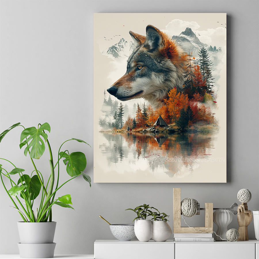 Where Wolf and Nature Meet Native American Canvas